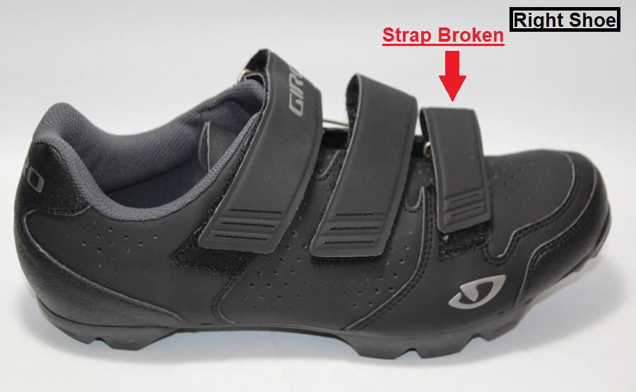 1 STRAP IS BROKEN Giro Carbide R Black Cycling Shoes US 9