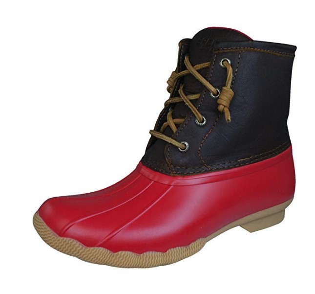 red and black sperry boots