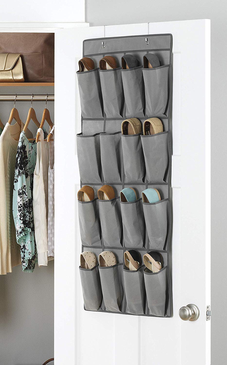 ebay shoe organizer on New Whitmor Shoe Organizer Dorm Otd Hang On Door Organizer Gray 16 Pocket 18x44 789542296187 Ebay